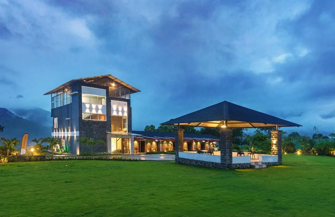 Saffronstays Sundowner: Lakeside Party Villa with Pool and Cricket Turf-1